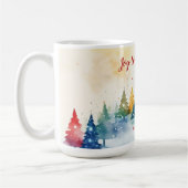 Vreugde aan de Wereld Kleurrijke Bomen Kerstmis Koffiemok (Links)