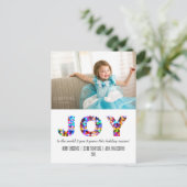 Vreugde aan de Wereld Kleurrijke Sparkly Vakantie Feestdagenkaart (Staand voorkant)