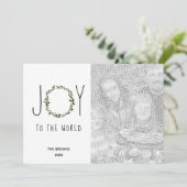 Vreugde aan de Wereld Krans Foto Kerstmis Feestdagenkaart (Staand voorkant)