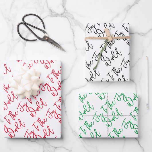 Vreugde aan de Wereld Moderne Kerstmis Typografie Inpakpapier Vel (Voorkant)