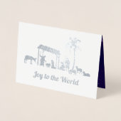 Vreugde aan de wereld. Nativity Scene Luxe Folie Kaarten (Voorkant)