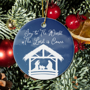 Vreugde aan de Wereld Religieus Kerst Nativiteit Keramisch Ornament