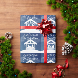 Vreugde aan de Wereld Religieus Kerstmis Kribbe Cadeaupapier