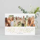 Vreugde aan de Wereld Religieuze Folie Kerst Kaart (Staand Voorkant)