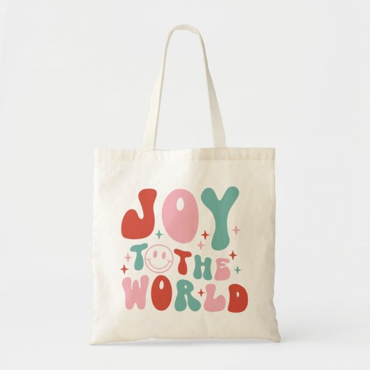 Vreugde aan de wereld Retro Kerstmis Tote Bag (Voorkant)