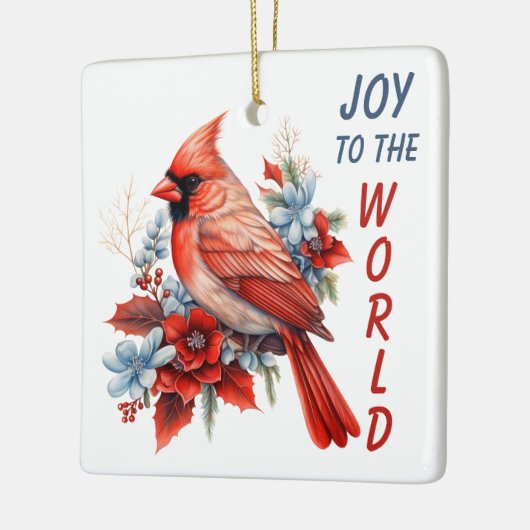 Vreugde aan de Wereld Rode Kardinaal Vakantie Keramisch Ornament (Links)