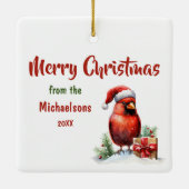 Vreugde aan de Wereld Rode Kardinaal Vakantie Keramisch Ornament (Achterkant)