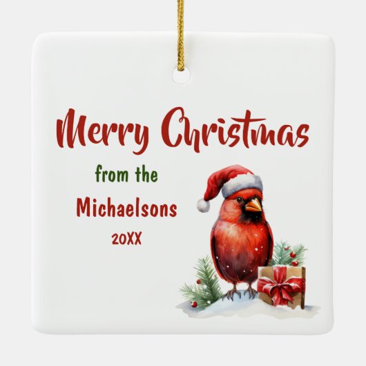 Vreugde aan de Wereld Rode Kardinaal Vakantie Keramisch Ornament (Achterkant)