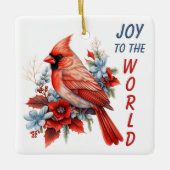 Vreugde aan de Wereld Rode Kardinaal Vakantie Keramisch Ornament (Voorkant)