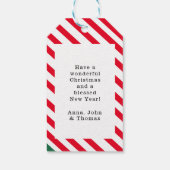 "Vreugde aan de wereld" Stripes-Deer Tree Star Cadeaulabel (Achterkant)