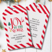 "Vreugde aan de wereld" Stripes-Deer Tree Star Cadeaulabel