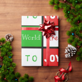 Vreugde aan de Wereld Typografie Tegels Kerstmis Cadeaupapier