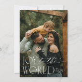 Vreugde aan de Wereld Typografische Vakantie Fotok Feestdagenkaart (Voorkant)