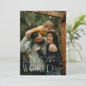 Vreugde aan de Wereld Typografische Vakantie Fotok Feestdagenkaart (Staand voorkant)