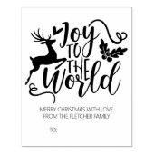 Vreugde aan de Wereld, Vrolijk Kerstmis Familie Gr Rubberstempel (Afrduk)