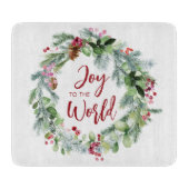 Vreugde aan de Wereld Waterverf Winterkrans Snijplank (Voorkant)