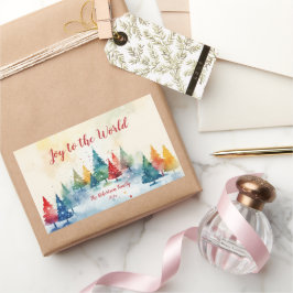 Vreugde aan het Wereld Kleurrijke Bomen Kerst stic Rechthoekige Sticker