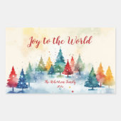 Vreugde aan het Wereld Kleurrijke Bomen Kerst stic Rechthoekige Sticker (Voorkant)