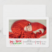 Vreugde aan onze Wereld Kerst Foto Geboorte Aankon Kaart (Voorkant / Achterkant)