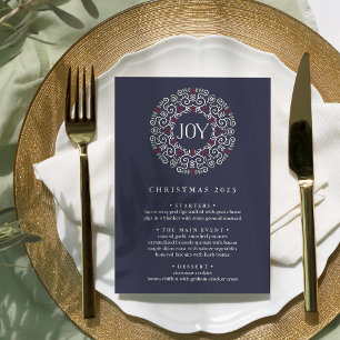 vreugde   Aangepast kerstdiner menu Kaart