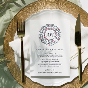 vreugde   Aangepaste kerstavond diner menu Kaart
