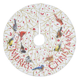 Vreugde Achtertuin Vogels & Winterbessen Kerstmis Fleece Kerstboom Rok