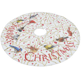 Vreugde Achtertuin Vogels & Winterbessen Kerstmis Fleece Kerstboom Rok