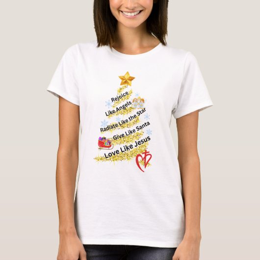 Vreugde als engelen, liefde als Jezus T-shirt (Voorkant)