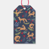 vreugde | Artistieke bossen Fox & Vakantie groen Cadeaulabel (Voorkant)