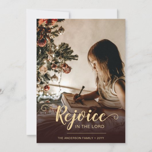 Vreugde Bruin Rustiek Religieus Kerstmis Feestdagenkaart (Voorkant)