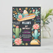 vreugde cactus schattig uno taco eerste fiesta 1e  kaart (Staand voorkant)