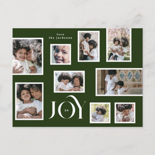 VREUGDE | Christmas | Fotocollage | Klassiek groen Feestdagenkaart (Voorkant)