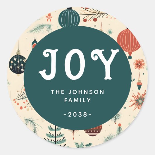 VREUGDE! Christmas Ronde Sticker (Voorkant)
