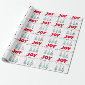 Vreugde Drie Blauwe Kerstbomen verlichting Cadeaupapier (Uitgerold)