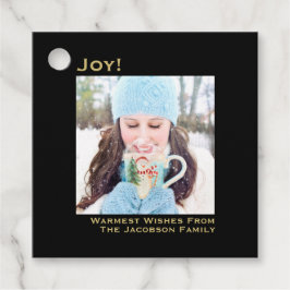 Vreugde Eenvoudig Zwart & Goud Minimalistische Fot Bedankjes Labels