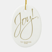 Vreugde! Eenvoudige Elegante Gouden & Witte Kerstm Keramisch Ornament (Voorkant)