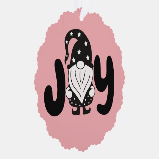 vreugde | Elegant Stijlvol Script Gnome Christmas Ornament Kaart (Rechts)