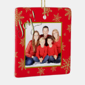 Vreugde! Elegante rode w / gouden sneeuwvlokken va Keramisch Ornament (Rechts)