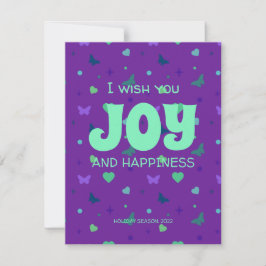 vreugde en geluk paars groen feestdagenkaart