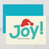 Vreugde en kerstmuts feestdagenkaart (Voorkant / Achterkant)