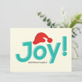 Vreugde en kerstmuts feestdagenkaart (Staand voorkant)