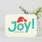 Vreugde en kerstmuts feestdagenkaart (Staand voorkant)