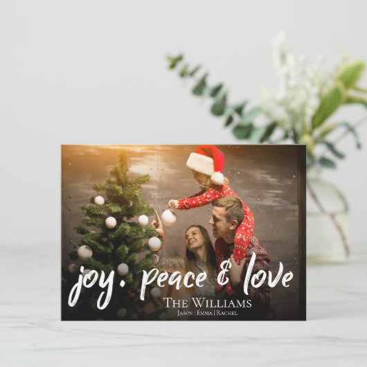Vreugde en Liefde | Foto | Kerstmis Feestdagenkaart (Staand voorkant)