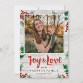 Vreugde en Liefde Rustieke Botanische Vakantie Fot Feestdagenkaart (Voorkant)