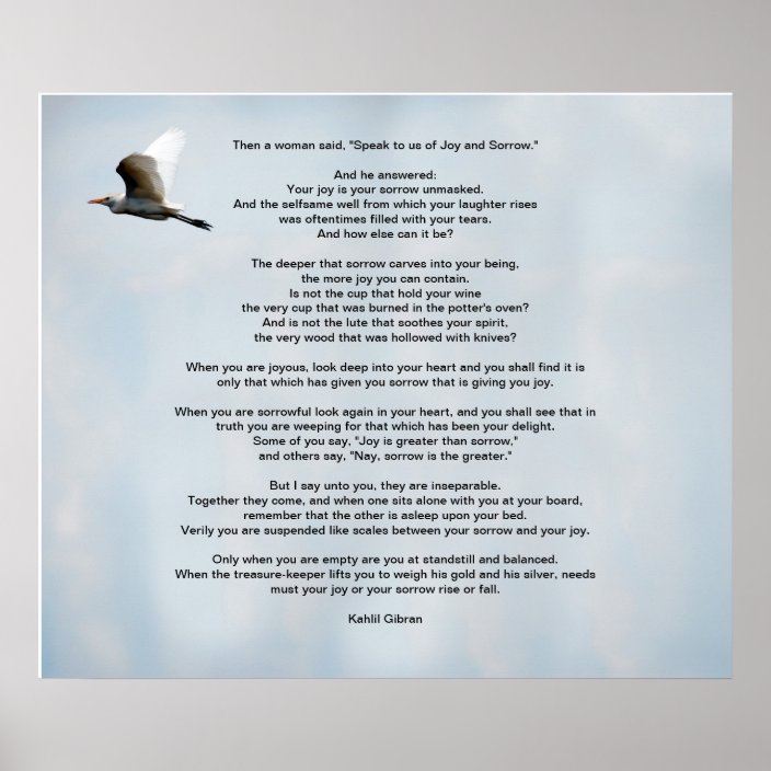 Vreugde en Verdriet door Kahlil Gibran Poster Zazzle.nl Vreugde en Verdriet door Kahlil Gibran Poster Zazzle.nl