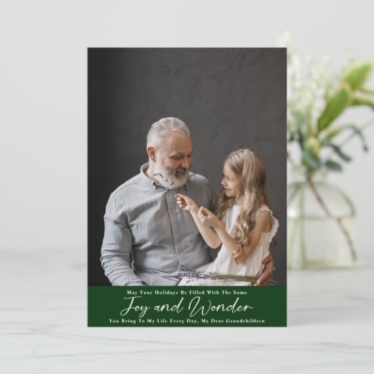 Vreugde en verwondering met kleinkinderen feestdagenkaart (Staand voorkant)