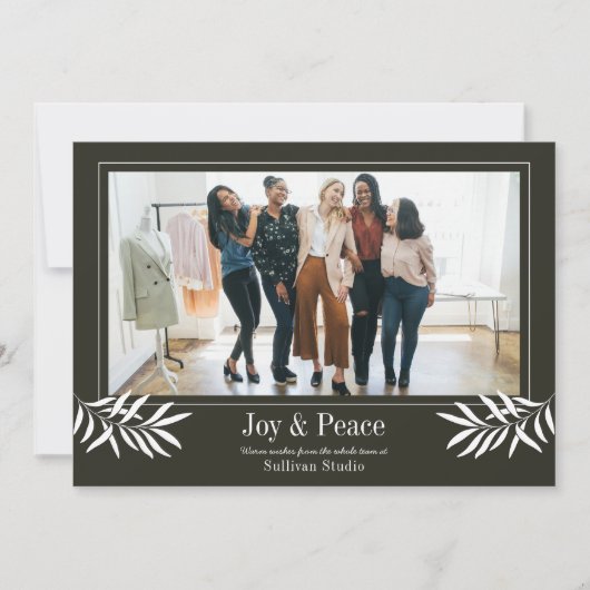 VREUGDE en VREDE Modern Eenvoudige Foto Logo Busin Feestdagenkaart (Voorkant)