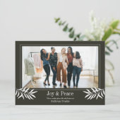 VREUGDE en VREDE Modern Eenvoudige Foto Logo Busin Feestdagenkaart (Staand voorkant)