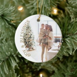 Vreugde en zegeningen Foto Kerstmis gepersonalisee Keramisch Ornament