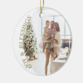 Vreugde en zegeningen Foto Kerstmis gepersonalisee Keramisch Ornament (Links)